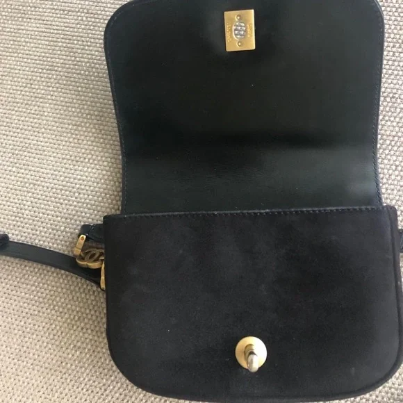 CHANEL Black Quilted Lambskin / Suede Mini Belt Bag with Gold CC Hardware - Picture 10 of 11